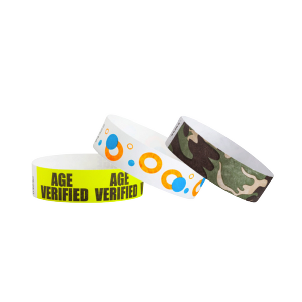 Patterned 3/4 inch Tyvek Wristbands