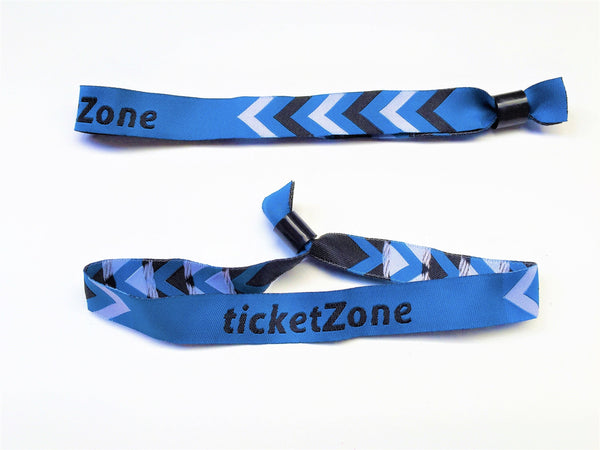 Pre-Printed Woven ticketZone Blue Wristbands